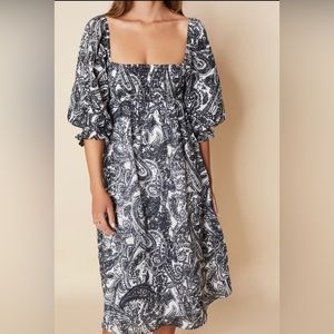 FAITHFULL THE BRAND - Moira Midi Dress - Faye Paisley Print Charcoal